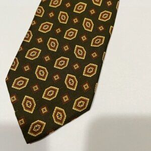 Vintage Eaton Men's necktie tie greenish brown diamond geometric pattern *READ*
